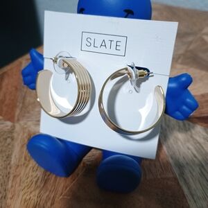 Slate Gold Hoop Earrings